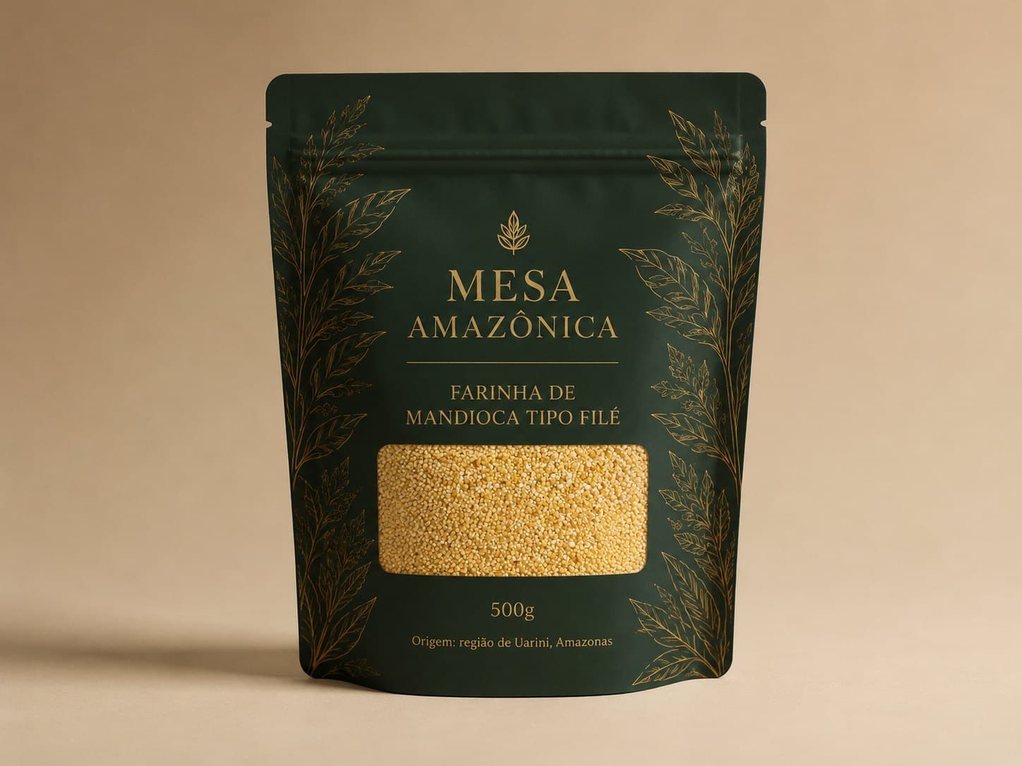 Pacote individual de 500g da Mesa Amazônica com janela transparente