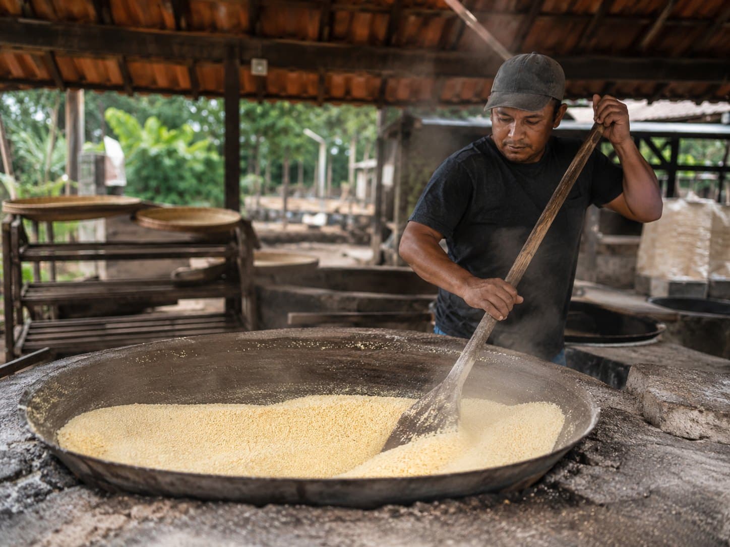 Peneiragem e seleção da farinha de mandioca tipo filé